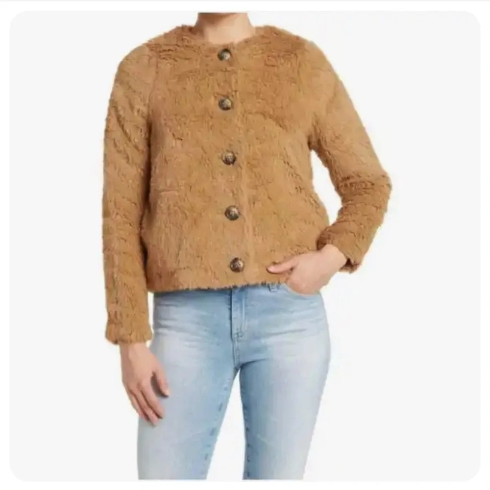 New! Vero Moda Amanda short teddy jacket brown NWT 11987